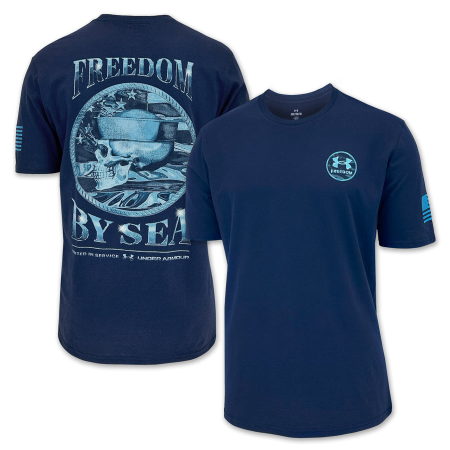 Navy Under Armour Freedom By Sea Skull T-Shirt (Navy)