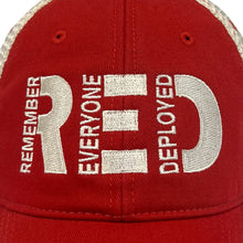 Load image into Gallery viewer, Remember Everyone Deployed Relaxed Twill Trucker Hat (Red)