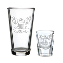 Load image into Gallery viewer, Navy Eagle Set of 16oz Pint Glass w/ 2oz Classic Shot Glass*