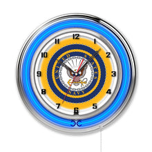 Load image into Gallery viewer, Navy 19&quot; Double Neon Wall Clock