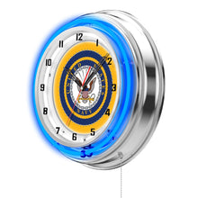 Load image into Gallery viewer, Navy 19&quot; Double Neon Wall Clock