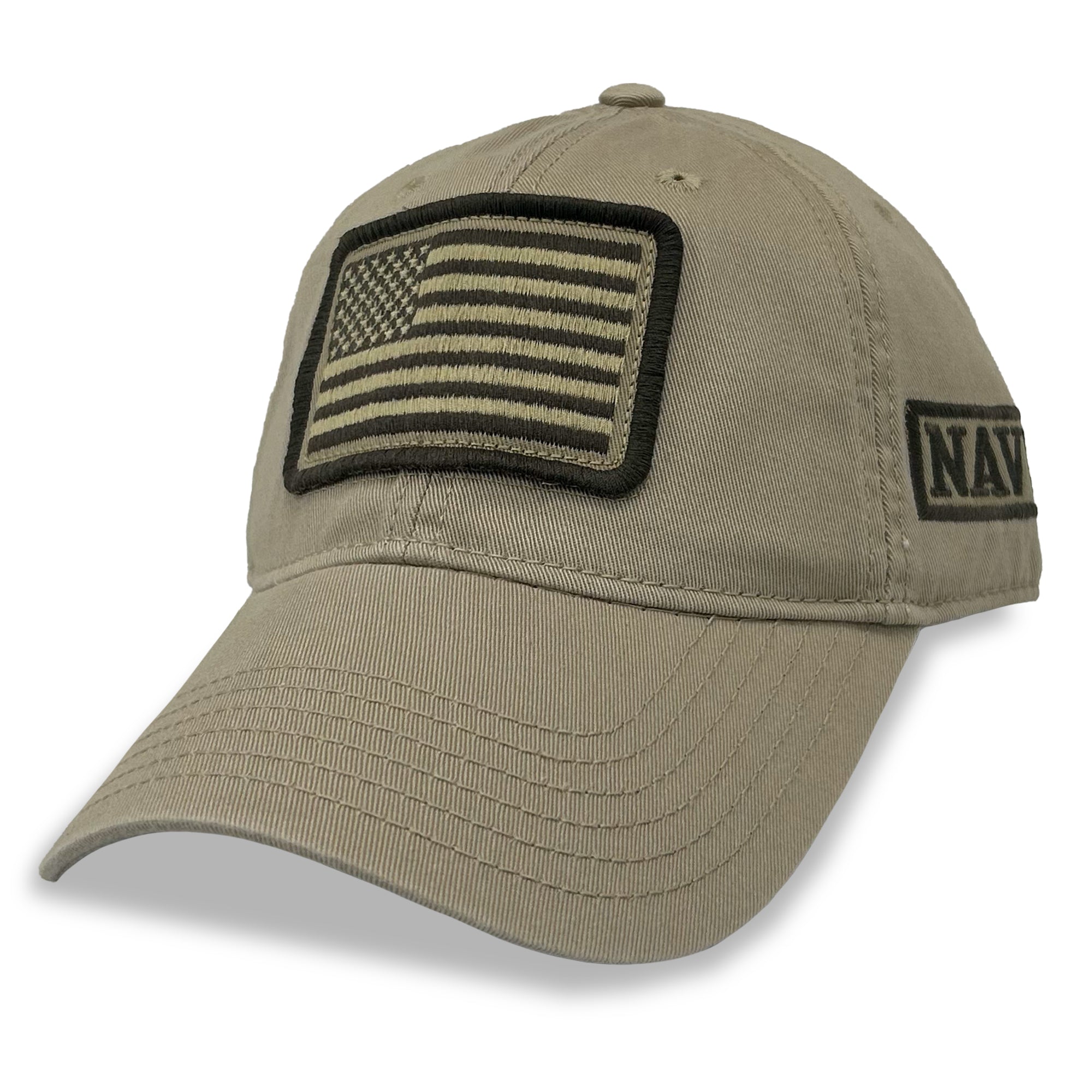 Navy Patch Flag Hat Khaki