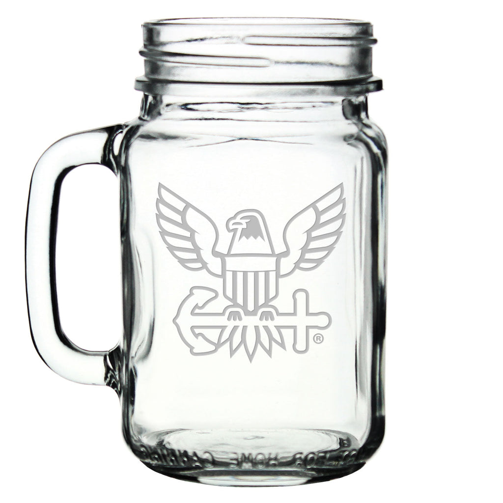 US Navy 16oz Old Fashioned Drinking Jar with Handle