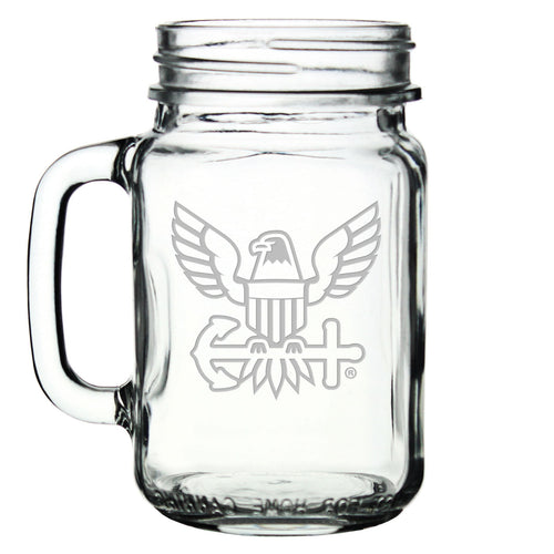 US Navy 16oz Old Fashioned Drinking Jar with Handle