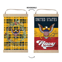 Load image into Gallery viewer, Navy Plaid Christmas Reversible Banner*