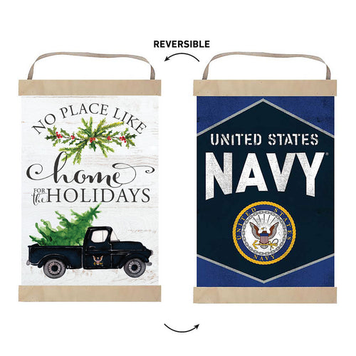 Navy Home Christmas Reversible Banner*