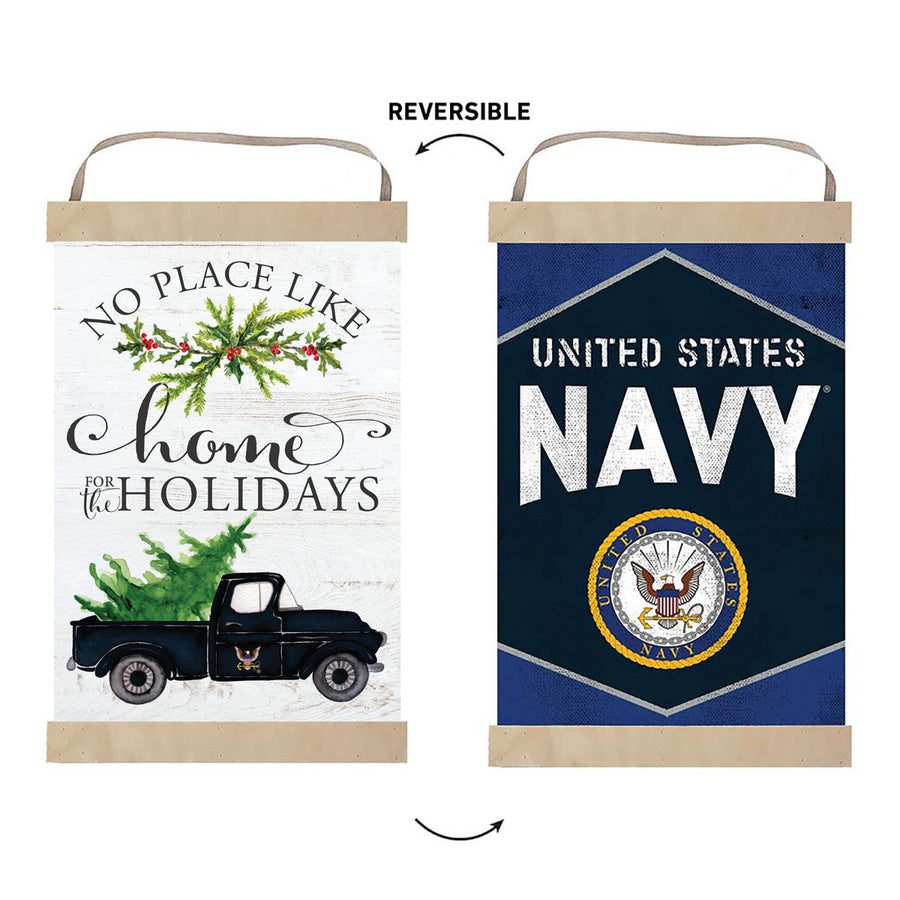 Navy Home Christmas Reversible Banner*