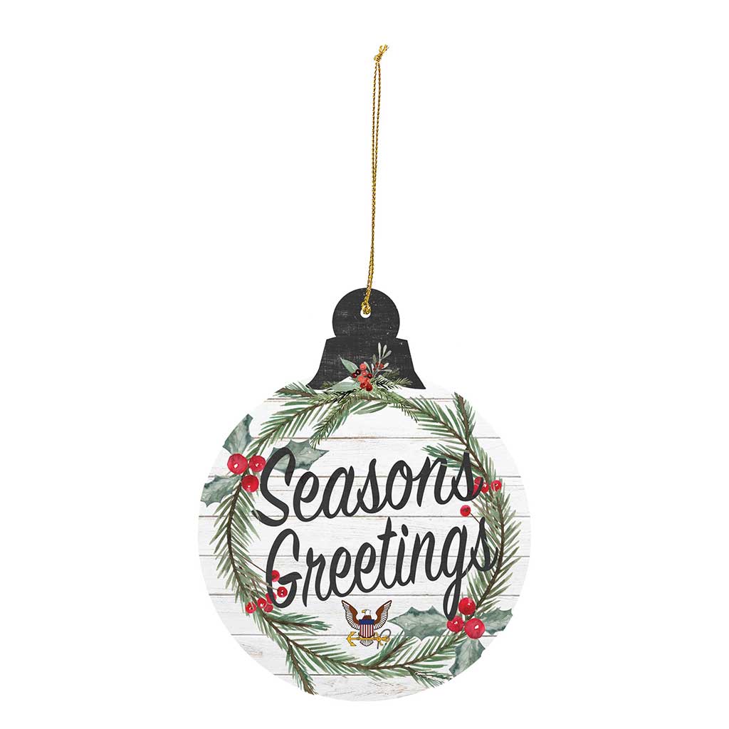 Navy Christmas Ornament - Seasons Greetings