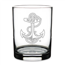 Load image into Gallery viewer, Navy Anchor Double Old Fashion Glass*