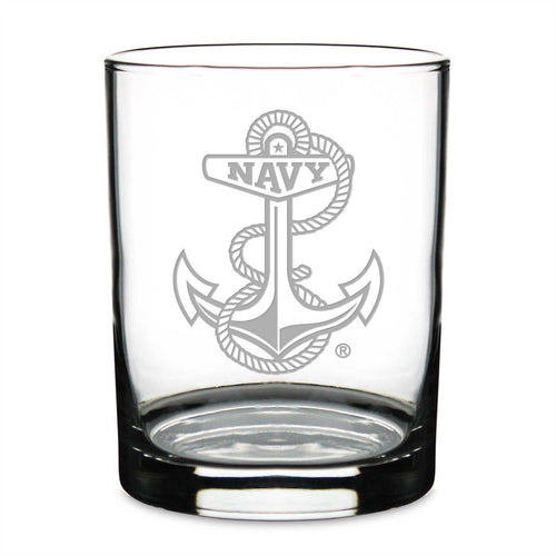 Navy Anchor Double Old Fashion Glass*