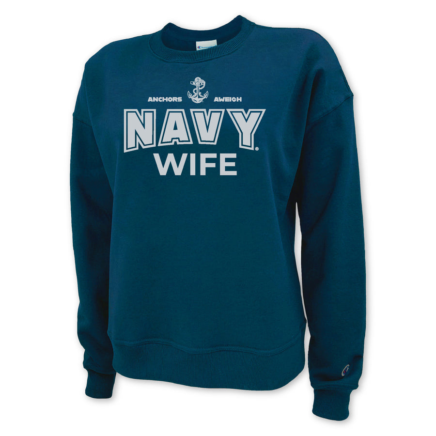 Navy Champion Wife Ladies Crewneck (Blue)