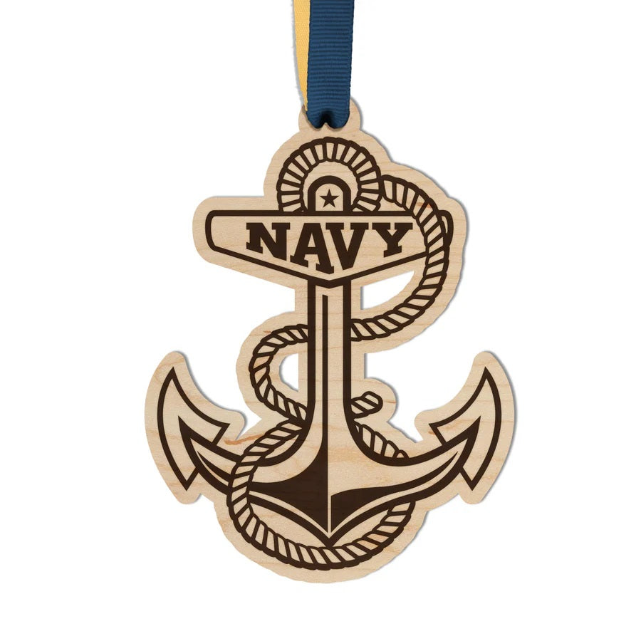 United States Navy Anchor Maple Ornament