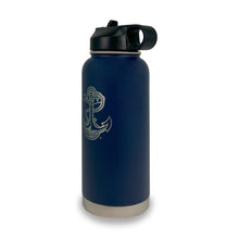 Load image into Gallery viewer, Navy Anchor Stainless Steel Laser Etched 32oz Water Bottle (Navy)