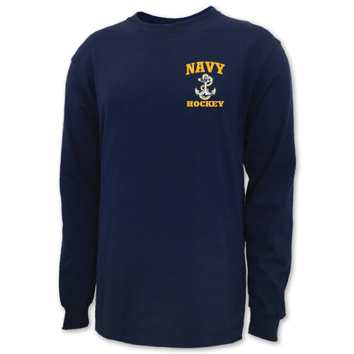 Navy Anchor Hockey Long Sleeve T-Shirt