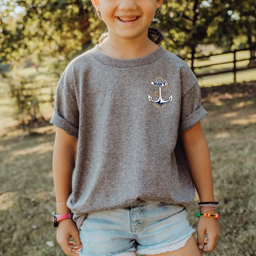 Navy Anchor Youth Left Chest T-Shirt