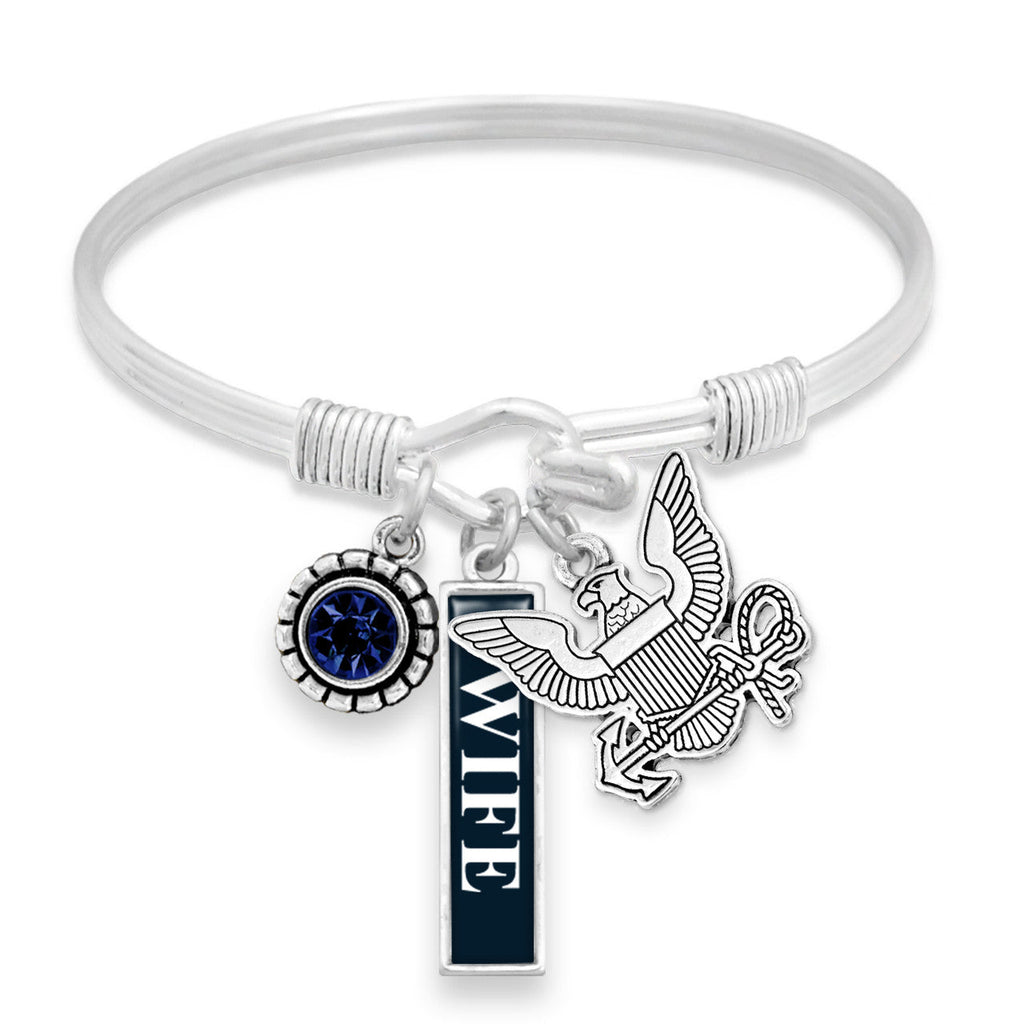 U.S. Navy Eagle Triple Charm Vertical Wife Bracelet