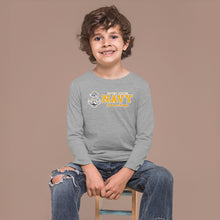 Load image into Gallery viewer, Navy Youth Anchors Aweigh Chest Print Long Sleeve