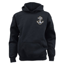 Load image into Gallery viewer, Navy Anchor Youth Left Chest Hood