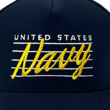 Load image into Gallery viewer, United States Navy Cosmic Script Cut Above Hat (Navy)