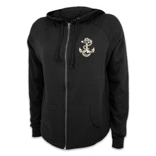 Load image into Gallery viewer, Navy Anchor Ladies Full Zip Hood (4 colors available)