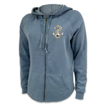 Load image into Gallery viewer, Navy Anchor Ladies Full Zip Hood (4 colors available)