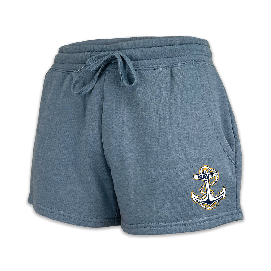 Navy Anchor Ladies Fleece Shorts (4 colors available)