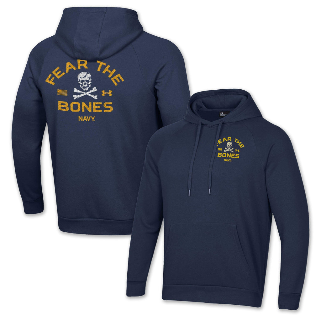 Navy Under Armour 2024 Rivalry 2-Sided Fear the Bones Fleece Hood (Navy)