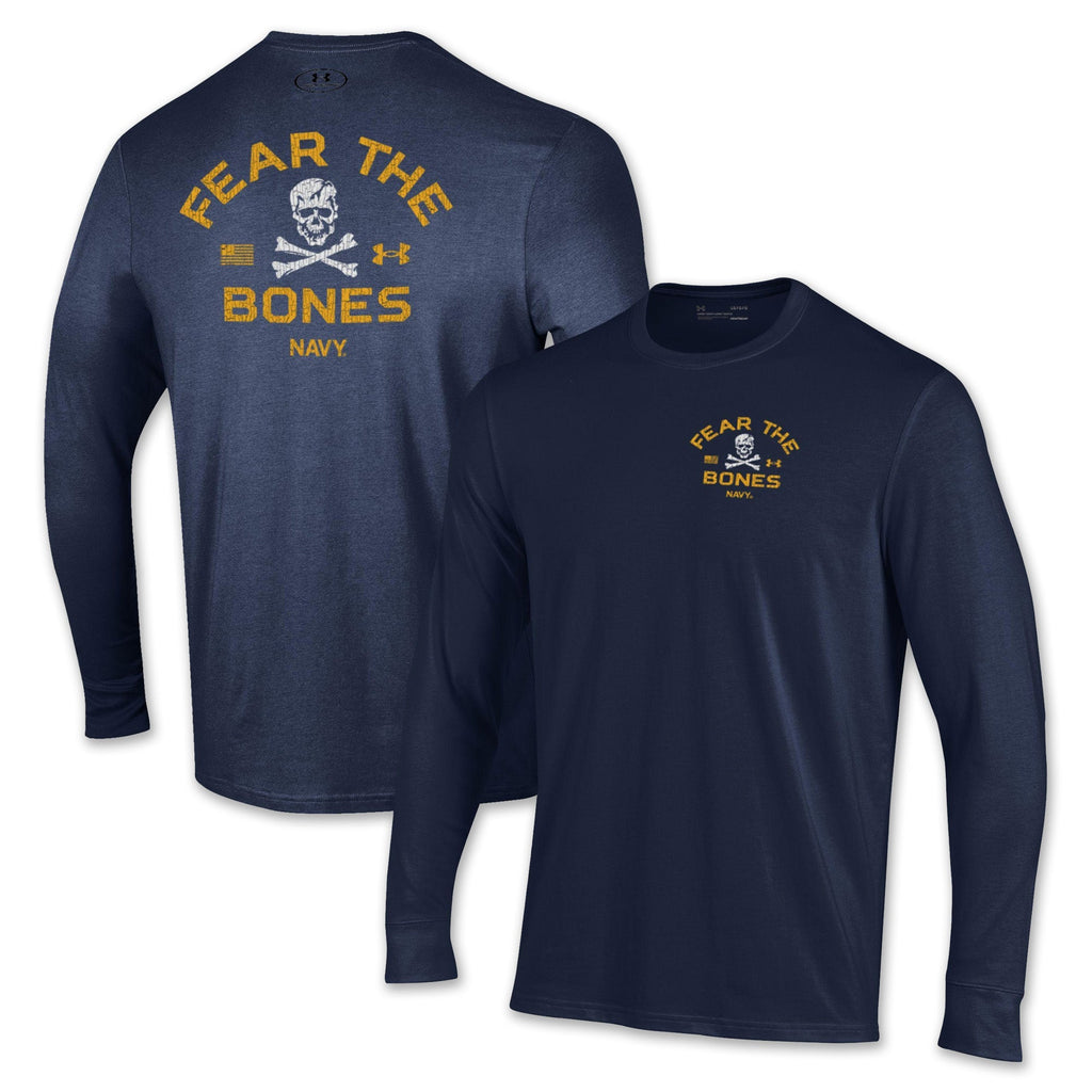 Navy Under Armour 2024 Rivalry 2-Sided Fear the Bones Long Sleeve T-Shirt (Navy)