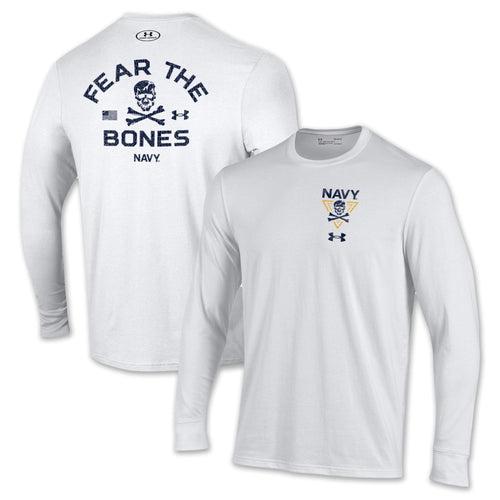 Navy Under Armour 2024 Rivalry Fear the Bones Long Sleeve T-Shirt (White)