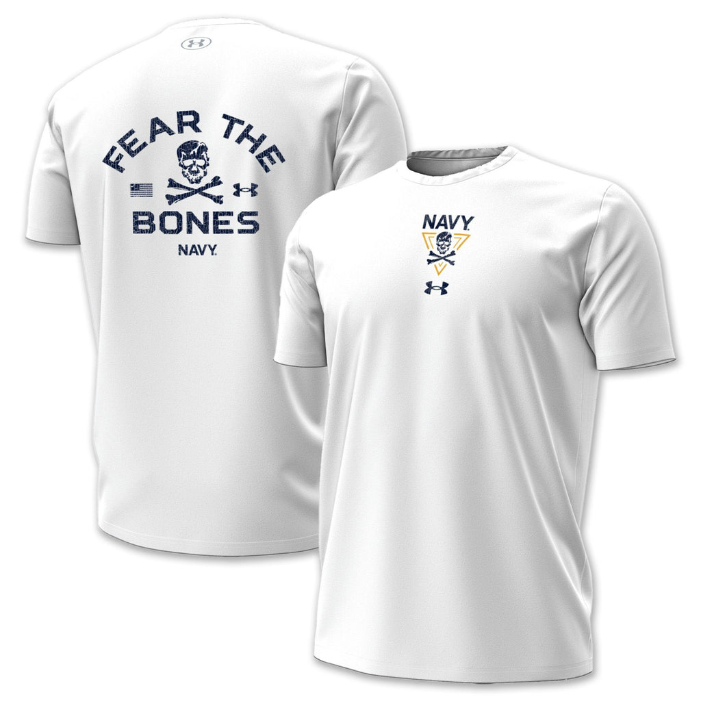 Navy Under Armour 2024 Rivalry 2-Sided Fear the Bones T-Shirt (White)