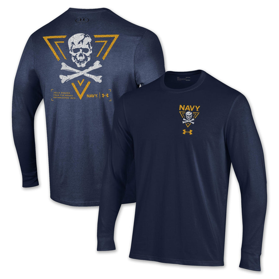 Navy Under Armour 2024 Rivalry Jolly Rogers Fear the Bones Triangle Long Sleeve T-Shirt (Navy)