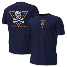 Load image into Gallery viewer, Navy Under Armour 2024 Rivalry Jolly Rogers Fear the Bones Triangle T-Shirt (Navy)