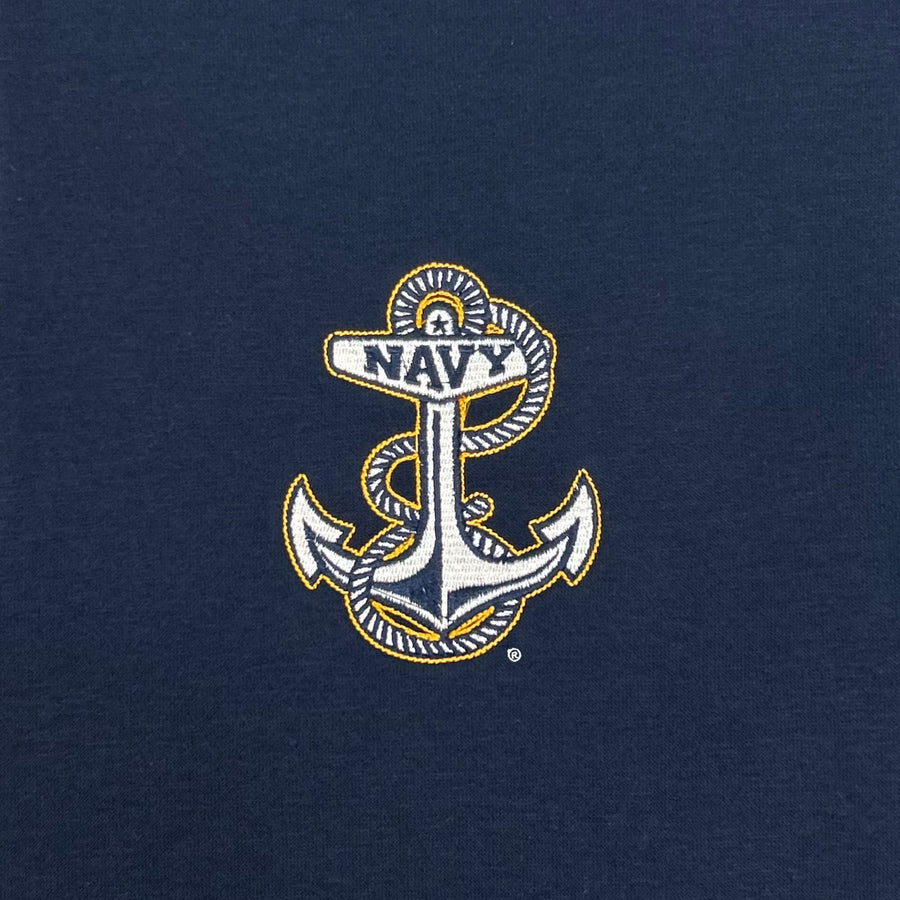 Navy Anchor Tackle Twill Embroidered Fleece Quarter Zip (Navy)