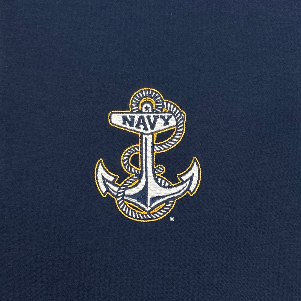 Navy Anchor Tackle Twill Embroidered Fleece Full Zip Hood (Navy)