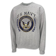 Load image into Gallery viewer, Navy Laurel Leaf Crewneck (Grey)