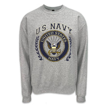 Load image into Gallery viewer, Navy Laurel Leaf Crewneck (Grey)