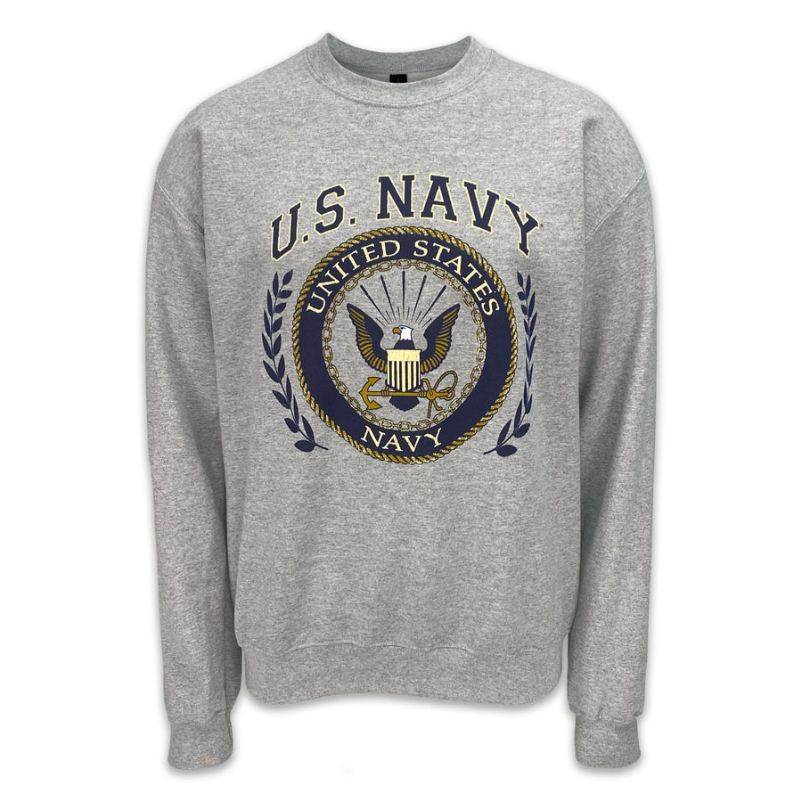 Navy Laurel Leaf Crewneck (Grey)