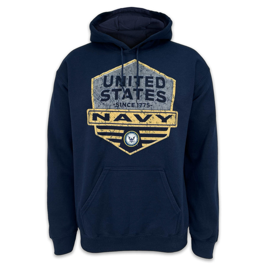 Navy Distressed Hexagon Shield Hood (Navy)