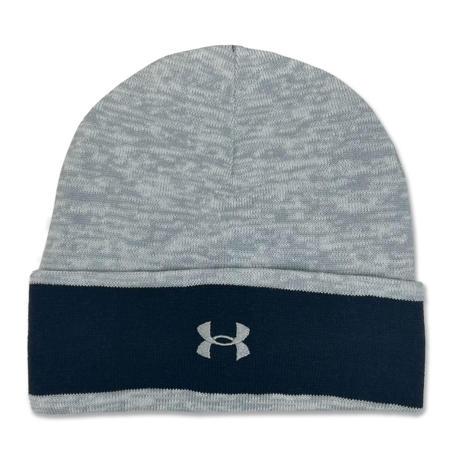 Navy Under Armour Sideline Jacquard Knit Cuff Beanie (Grey)