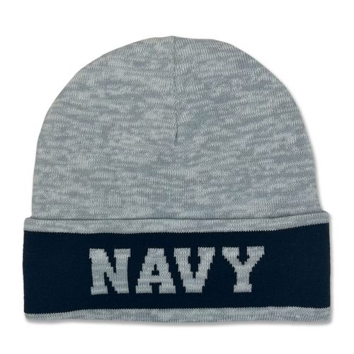 Navy Under Armour Sideline Jacquard Knit Cuff Beanie (Grey)