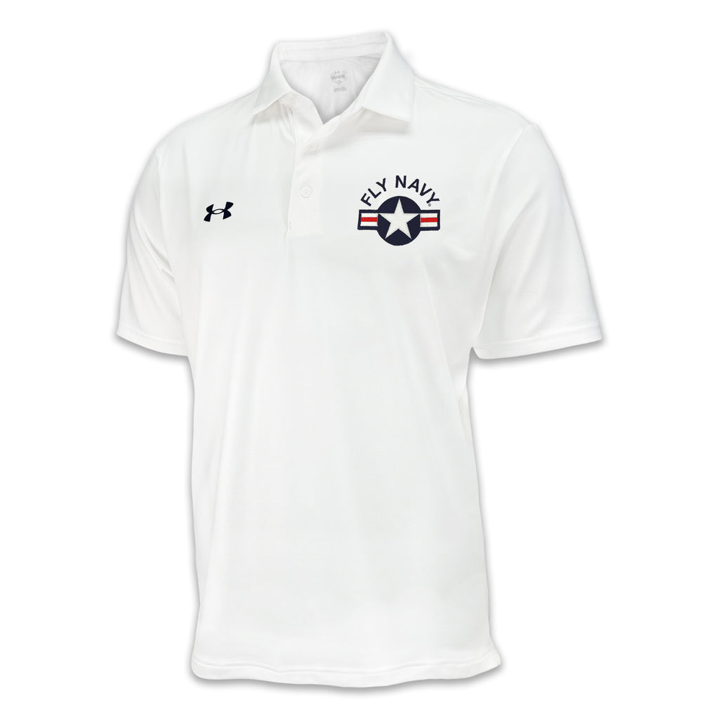 Navy Under Armour Fly Navy Performance Polo (White)