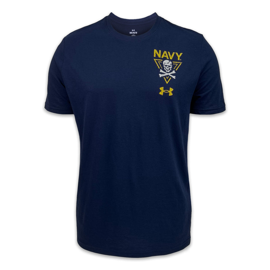 Navy Under Armour 2024 Rivalry Jolly Rogers Fear the Bones Triangle T-Shirt (Navy)