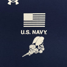 Load image into Gallery viewer, U.S. Navy Under Armour Seabees We Build We Fight T-Shirt (Navy)