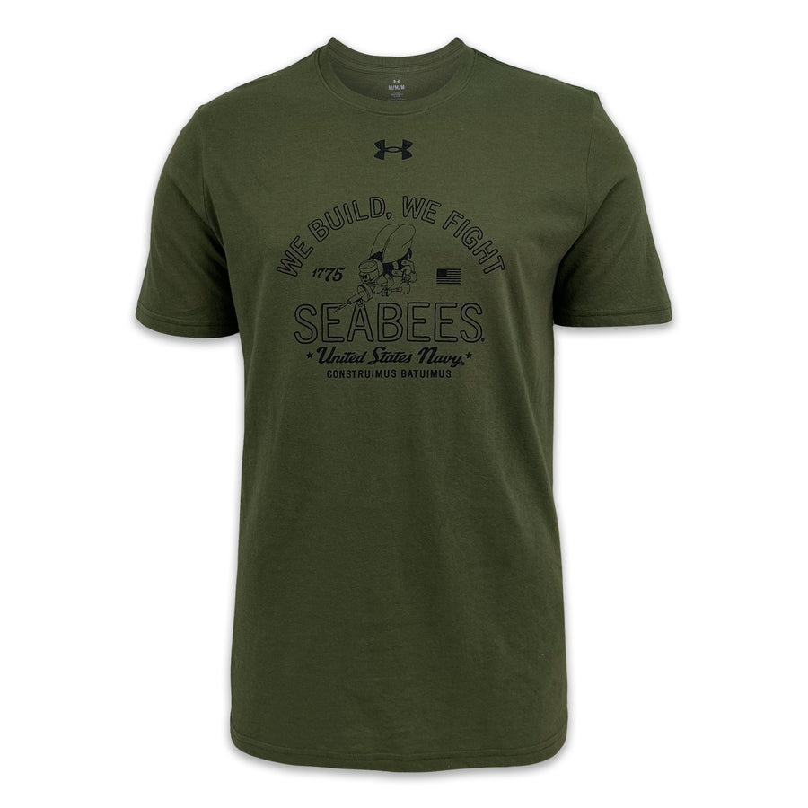 Navy Under Armour Seabees We Build We Fight T-Shirt (OD Green)