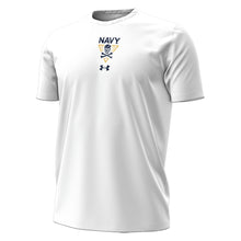 Load image into Gallery viewer, Navy Under Armour 2024 Rivalry 2-Sided Fear the Bones T-Shirt (White)