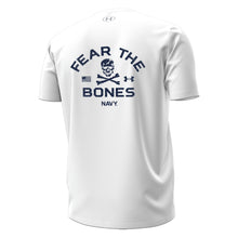 Load image into Gallery viewer, Navy Under Armour 2024 Rivalry Fear the Bones T-Shirt (White)