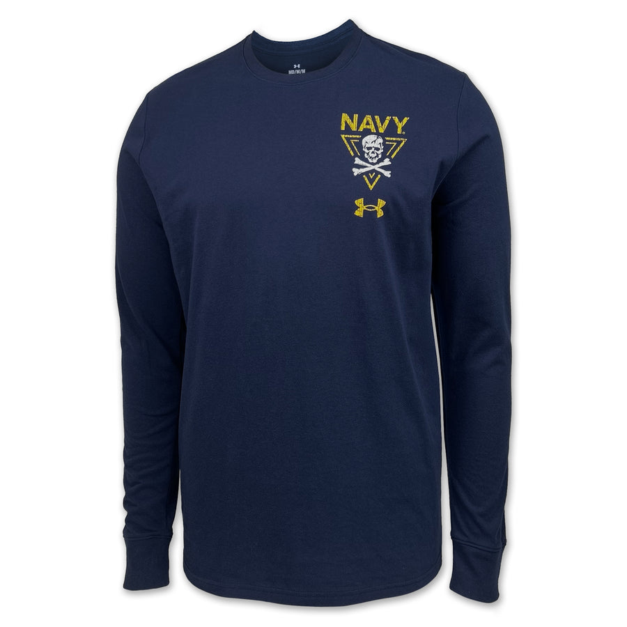 Navy Under Armour 2024 Rivalry Jolly Rogers Fear the Bones Triangle Long Sleeve T-Shirt (Navy)