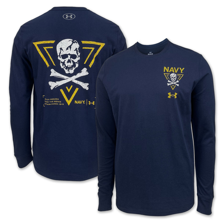 Navy Under Armour 2024 Rivalry Jolly Rogers Fear the Bones Triangle Long Sleeve T-Shirt (Navy)