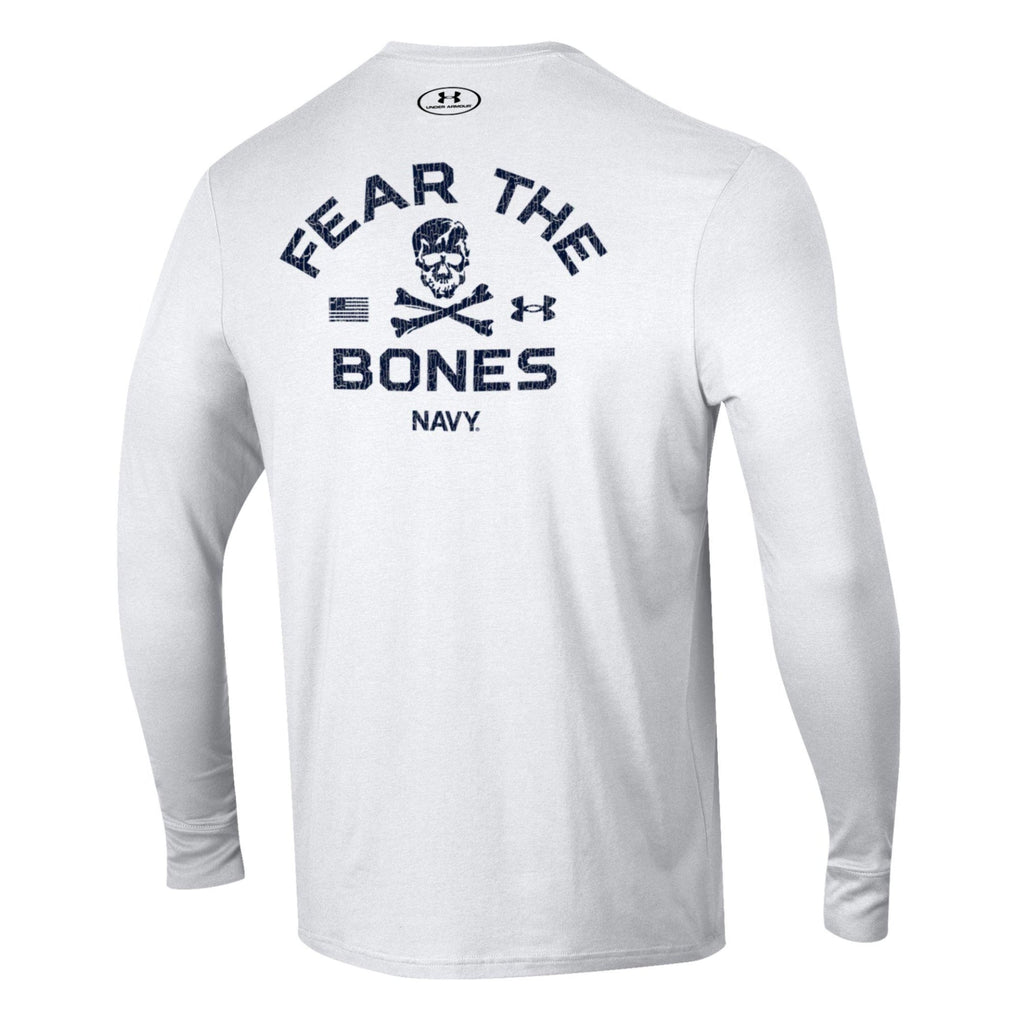 Navy Under Armour 2024 Rivalry Fear the Bones Long Sleeve T-Shirt (White)