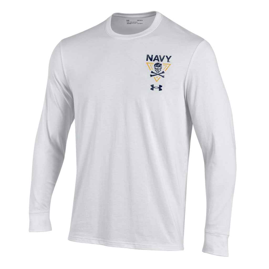 Navy Under Armour 2024 Rivalry Fear the Bones Long Sleeve T-Shirt (White)